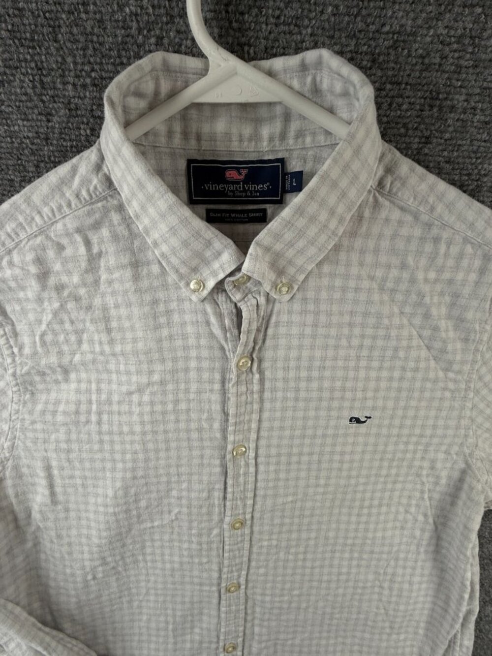Vineyard Vines Lightweight Flannel Gray Check Button Up Shirt Slim Whale Large